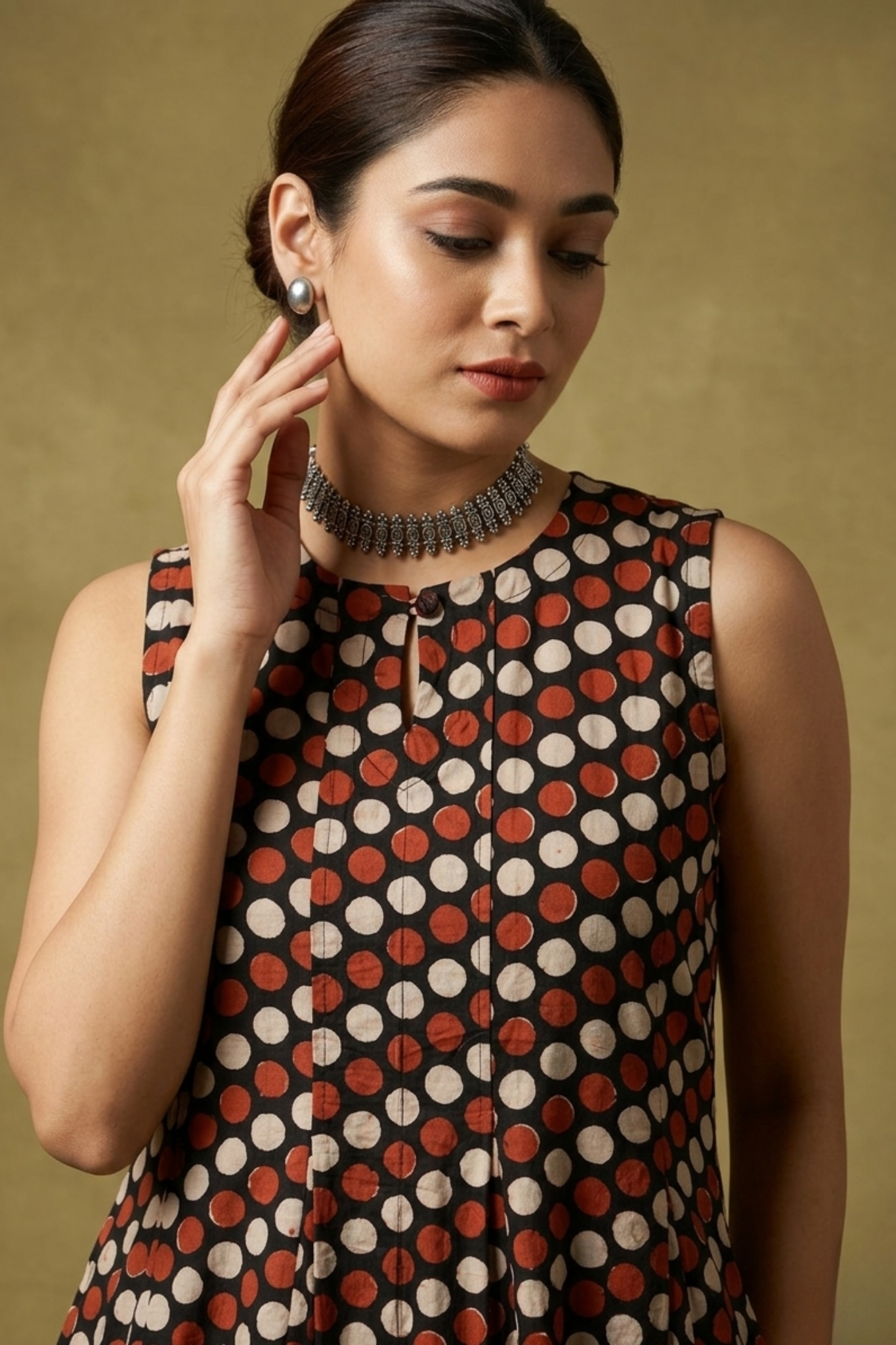 Sandstone And Red Pepper Long Sleeveless Maxi Dress Mc