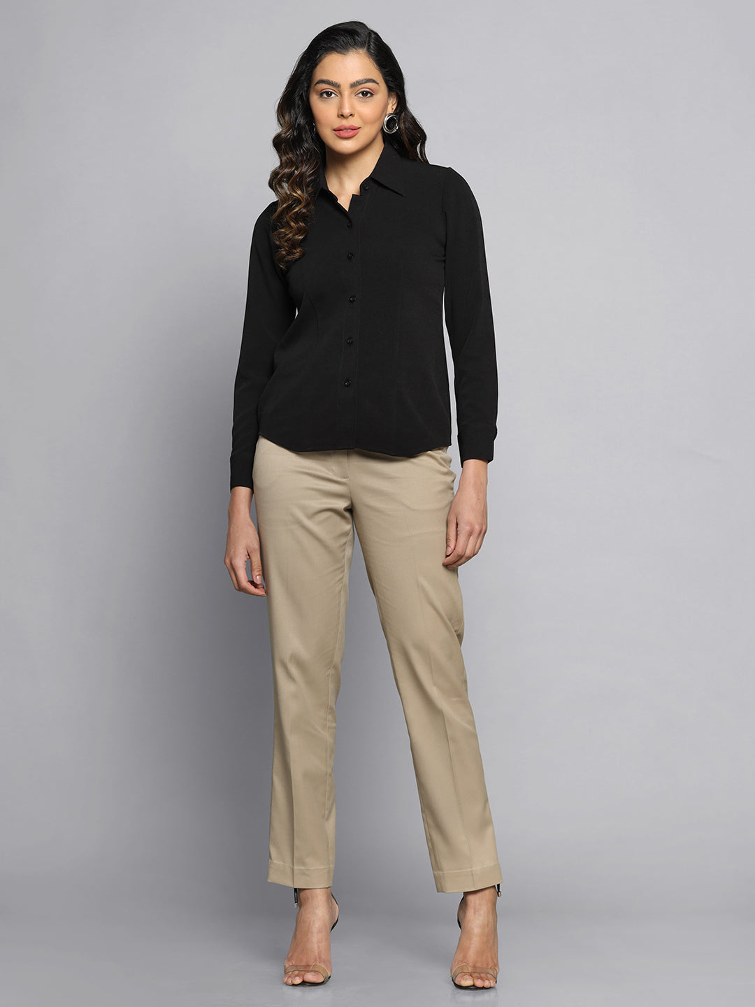 PowerSutra Poly Cotton Mid Waist Regular Fit Pants - Bamboo Beige
