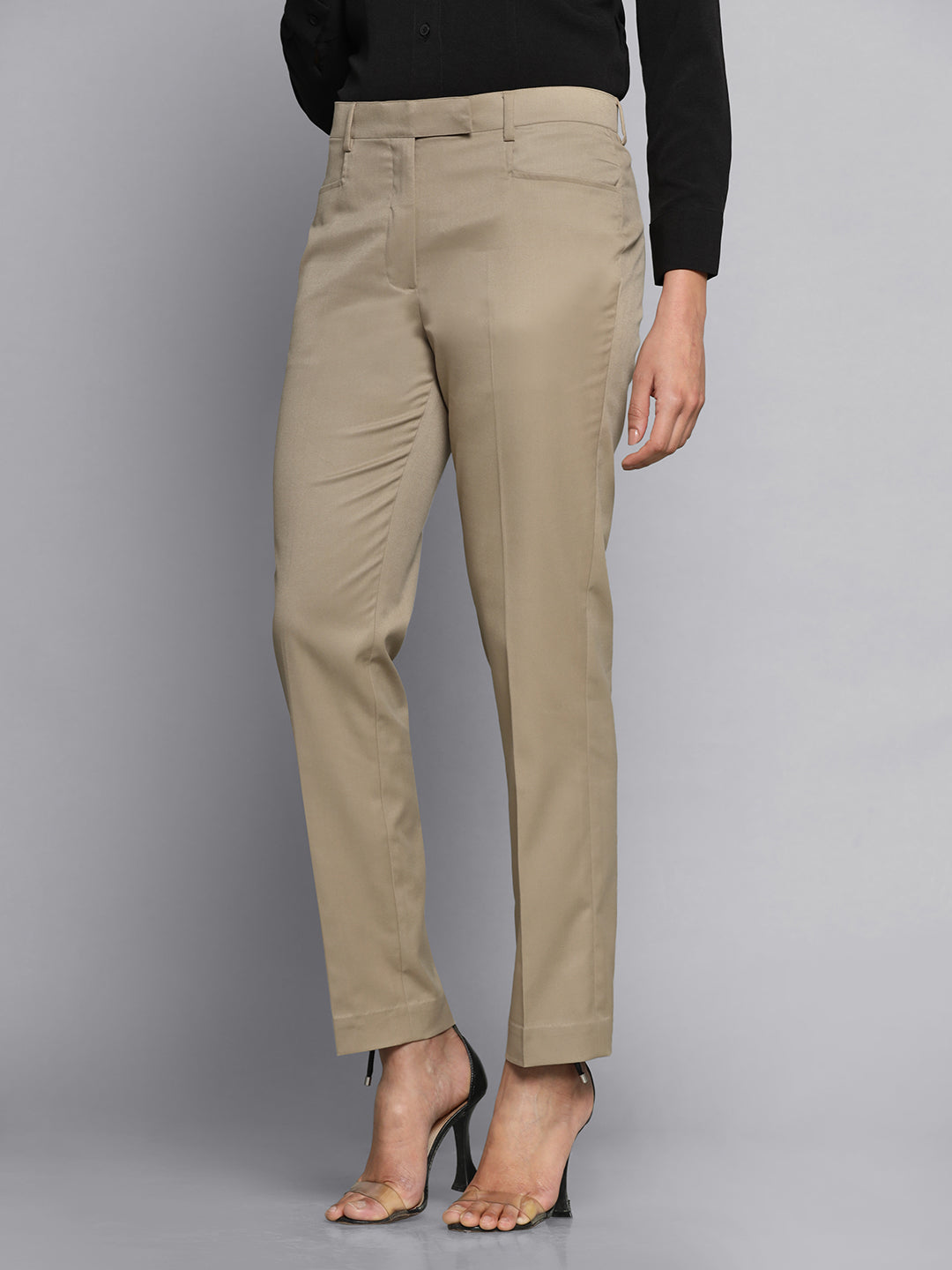 PowerSutra Poly Cotton Mid Waist Regular Fit Pants - Bamboo Beige