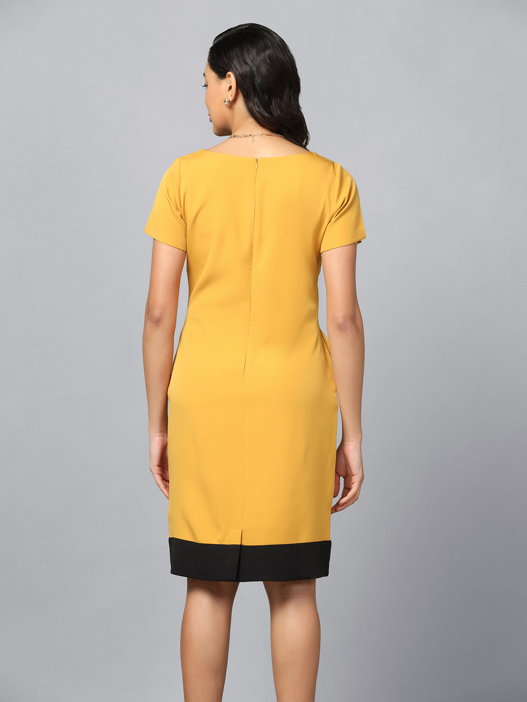 Stretch Sheath Dress- Mustard