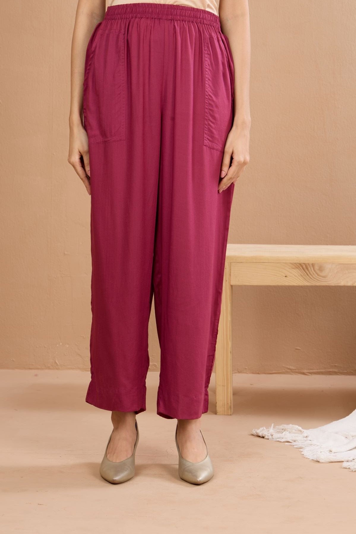 Maati Craft comfort fit modal pants - wine