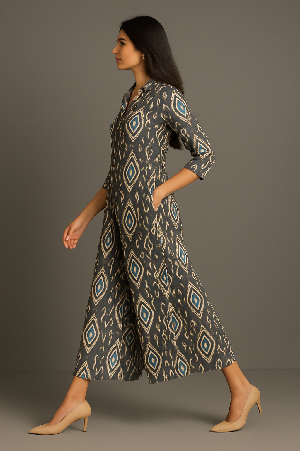 Maati Craft Twilight Dust Jumpsuit with Pockets & Collar