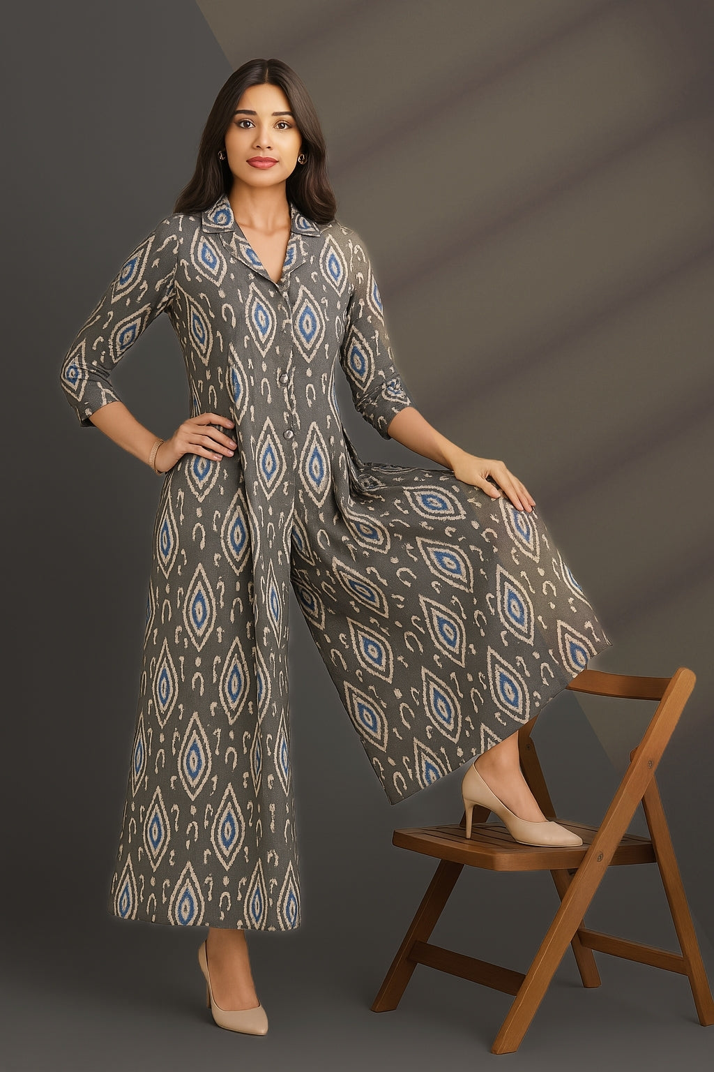 Maati Craft Twilight Dust Jumpsuit with Pockets & Collar