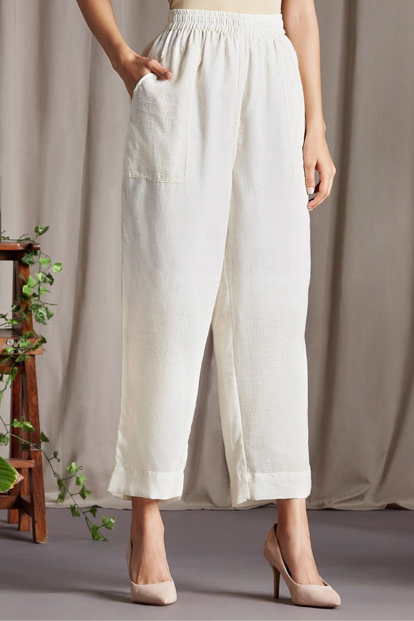 Maati Craft comfort fit cotton pants - ivory & kota