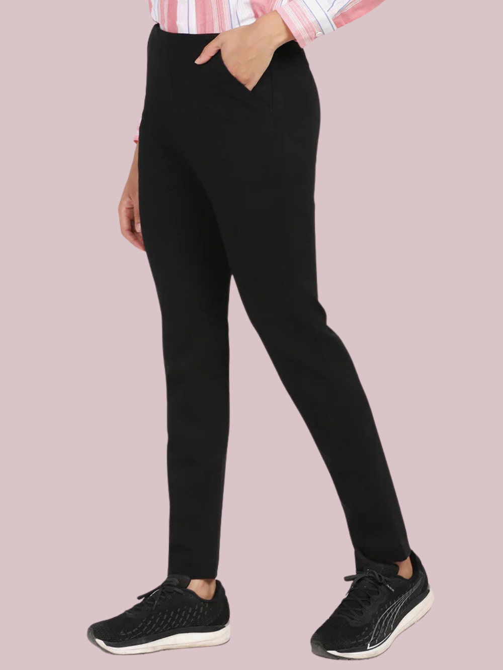 PowerSutra Mid Waist Stretch Slim fit Pants - Black