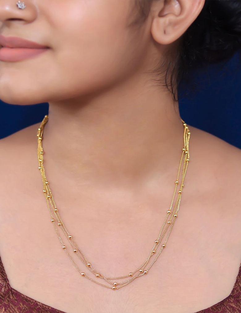 Anti Tarnish Triple Layer Dot Chain Necklace LP- 48Hr Delivery