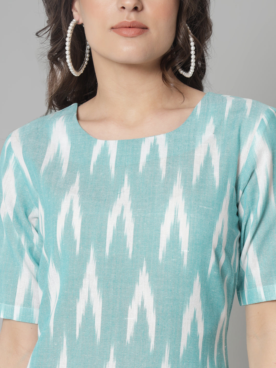 PowerSutra Ikat print cotton dress- Green