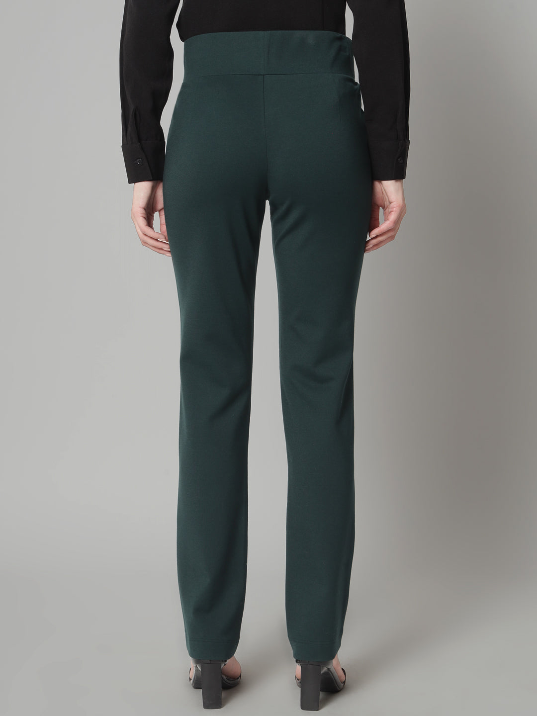 PowerSutra Wide Belt Mid Waist Stretch Pants- Bottle Green