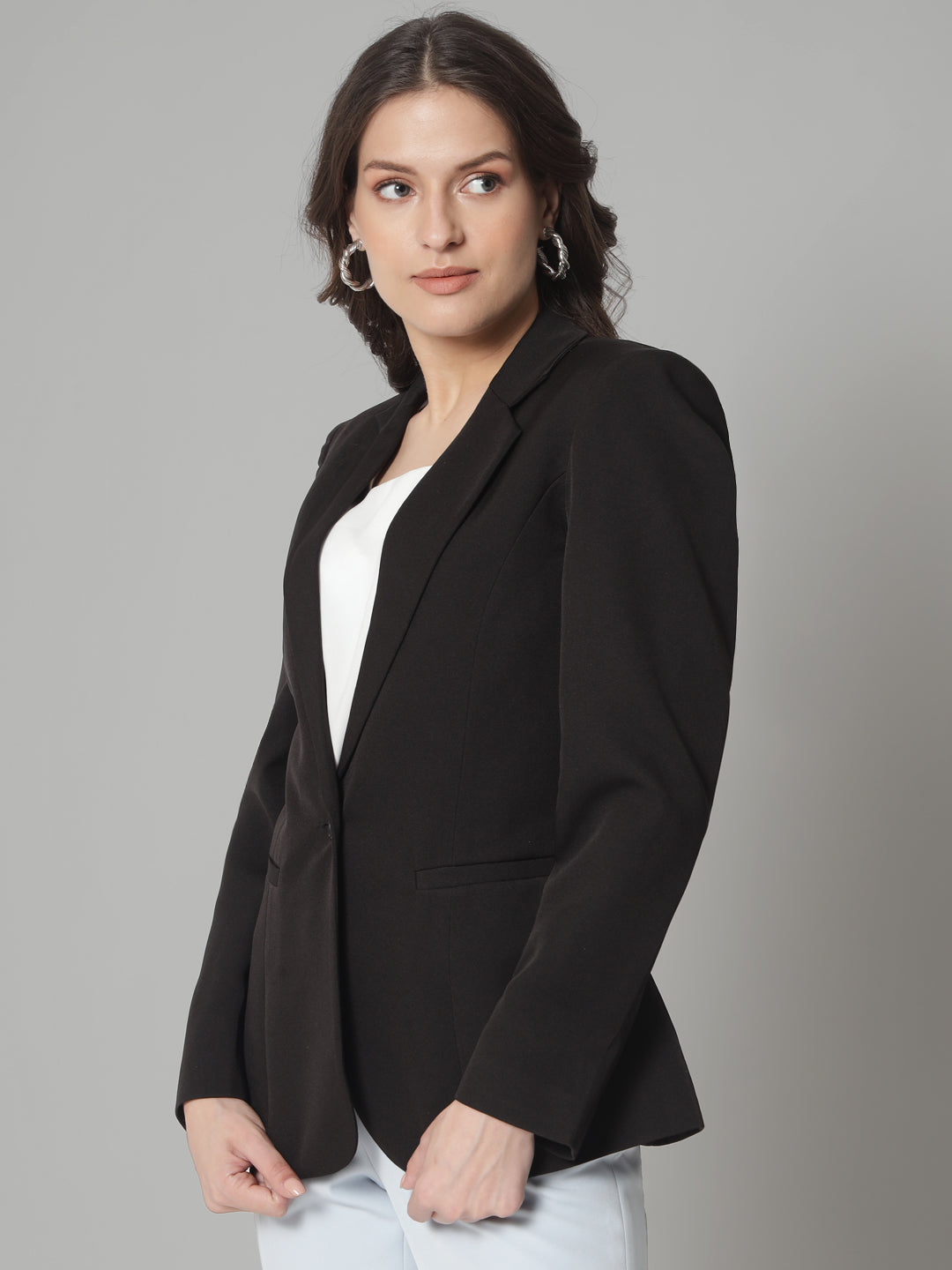 PowerSutra Regular Fit Stretch Notch collar blazer-Black