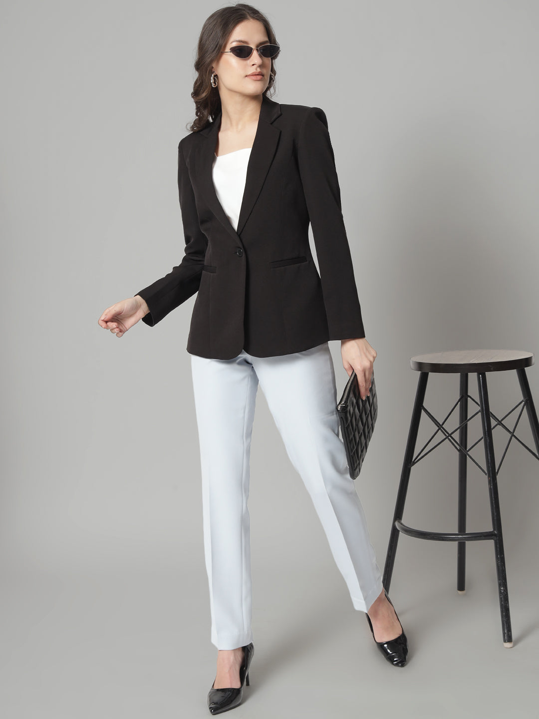 PowerSutra Regular Fit Stretch Notch collar blazer-Black