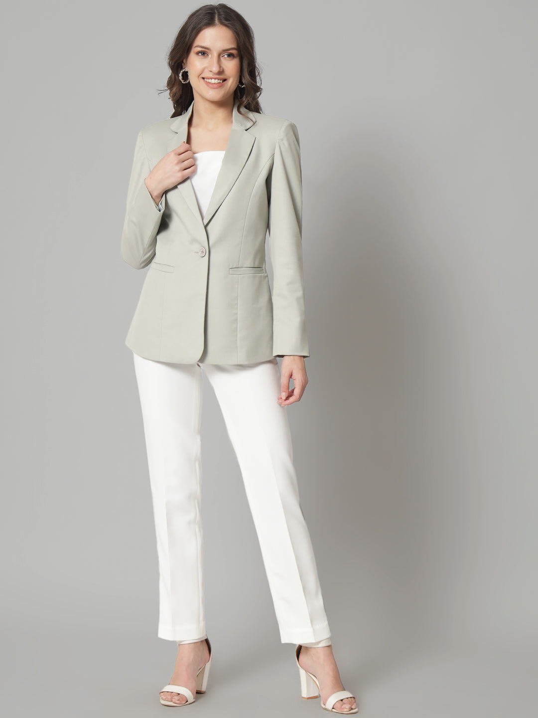 PowerSutra Notched Collar Blazer- Sage Green
