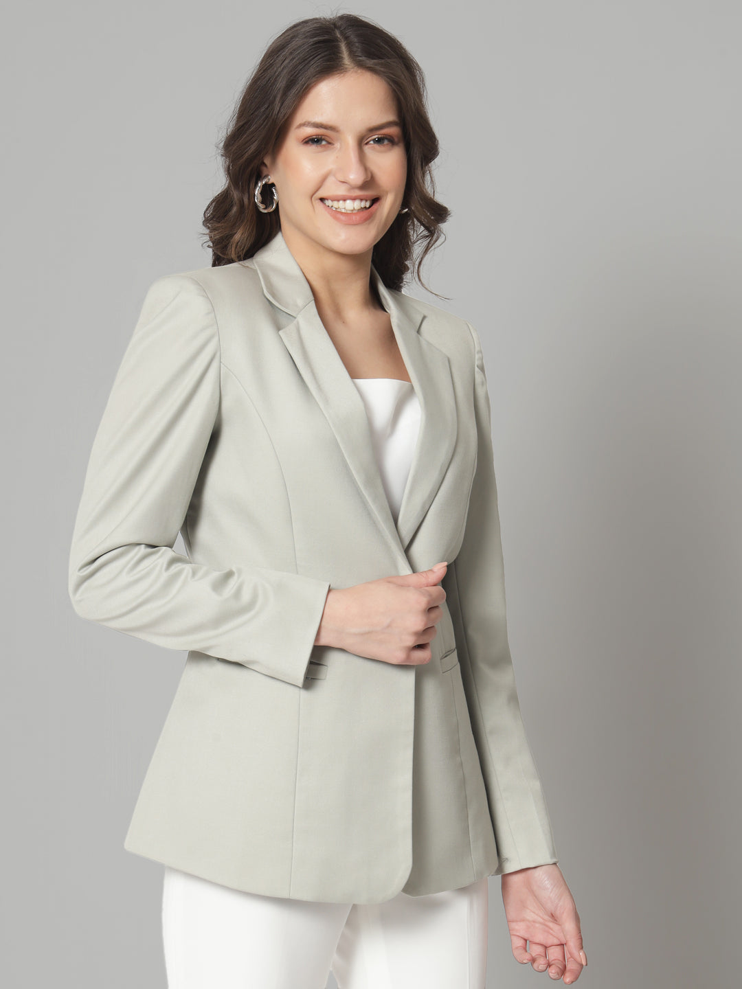 PowerSutra Notched Collar Blazer- Sage Green