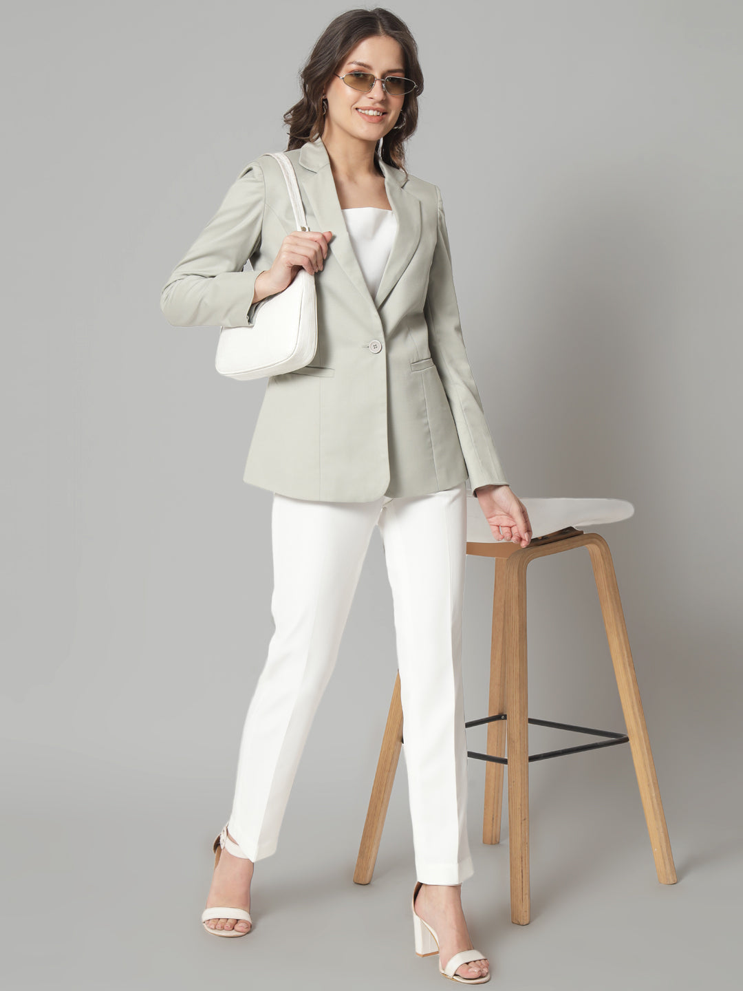 PowerSutra Notched Collar Blazer- Sage Green