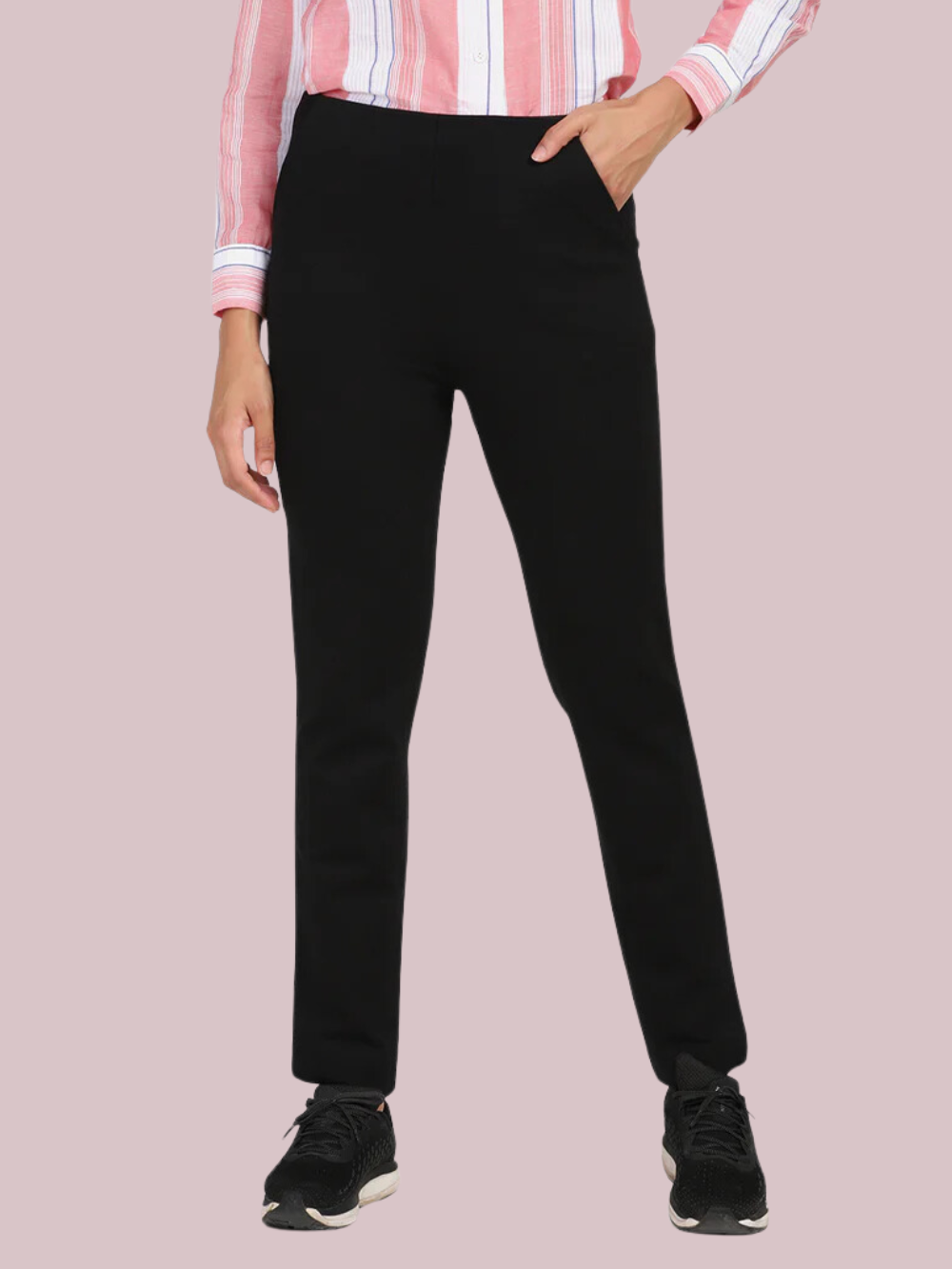 PowerSutra Mid Waist Stretch Slim fit Pants - Black