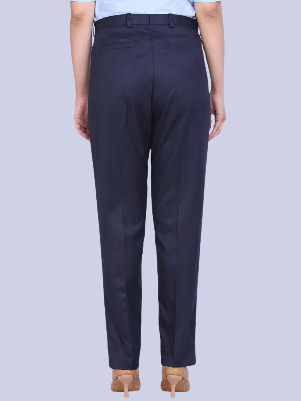 PowerSutra Poly Cotton Mid Waist Formal Trouser - Blue