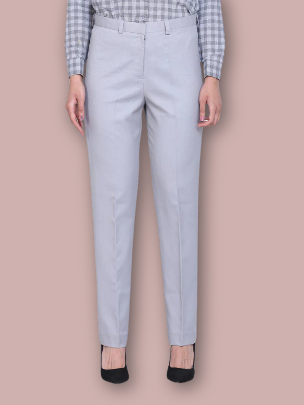PowerSutra Poly Cotton Mid Waist Trouser - Cloud Grey