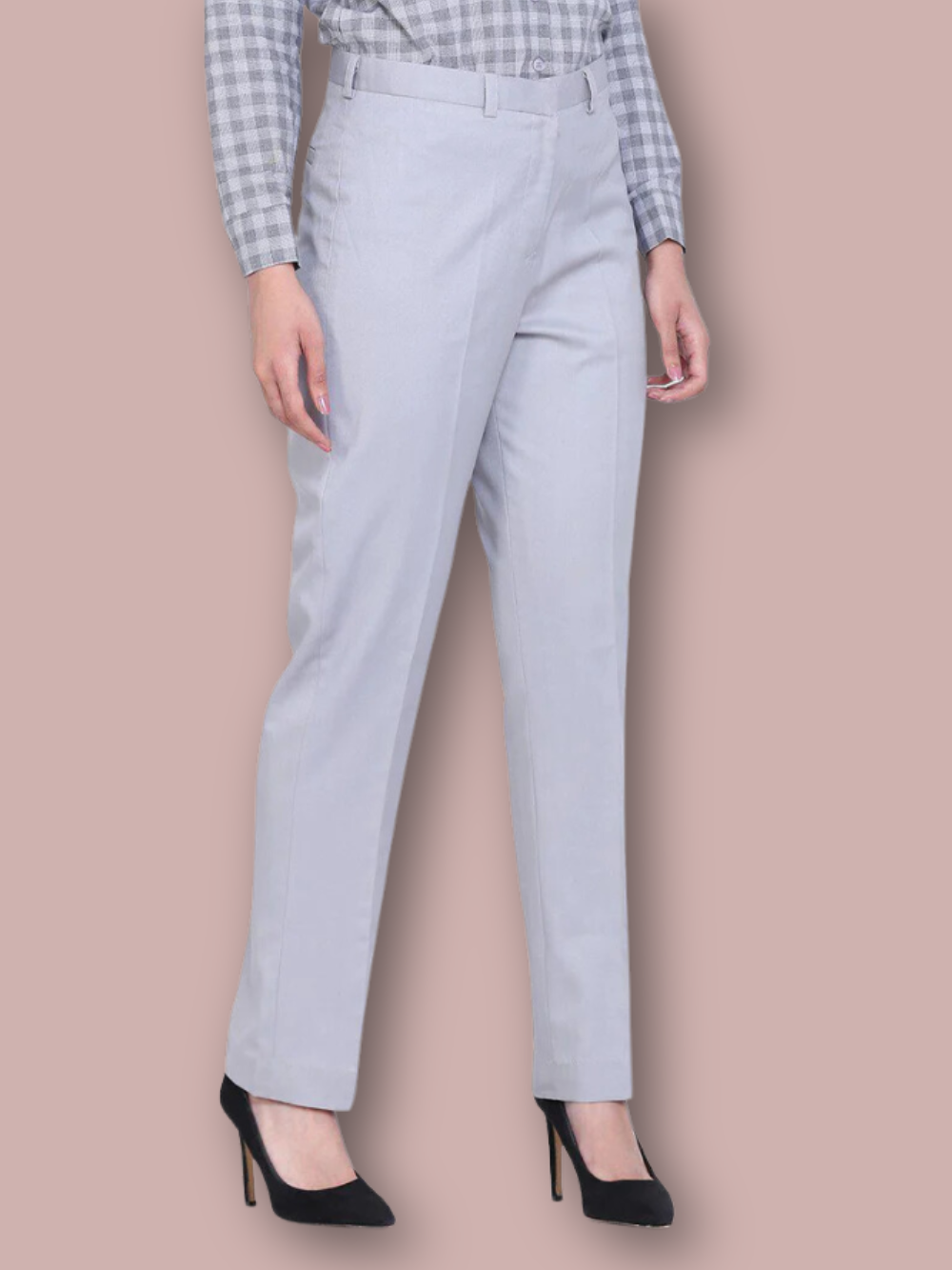 PowerSutra Poly Cotton Mid Waist Trouser - Cloud Grey