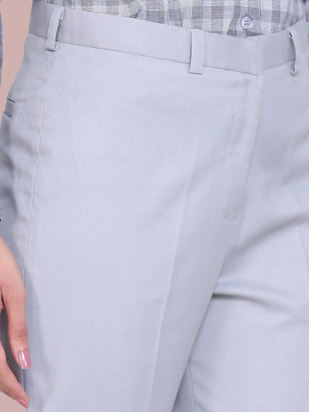 PowerSutra Poly Cotton Mid Waist Trouser - Cloud Grey