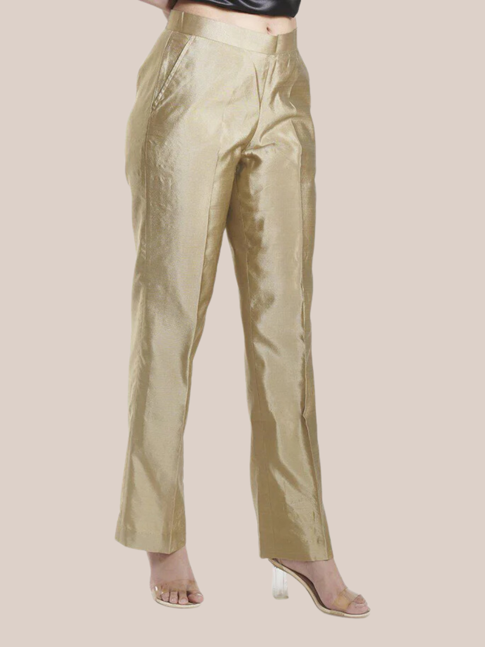 PowerSutra Silk Comfort fit Mid Waist Trouser - Golden Beige