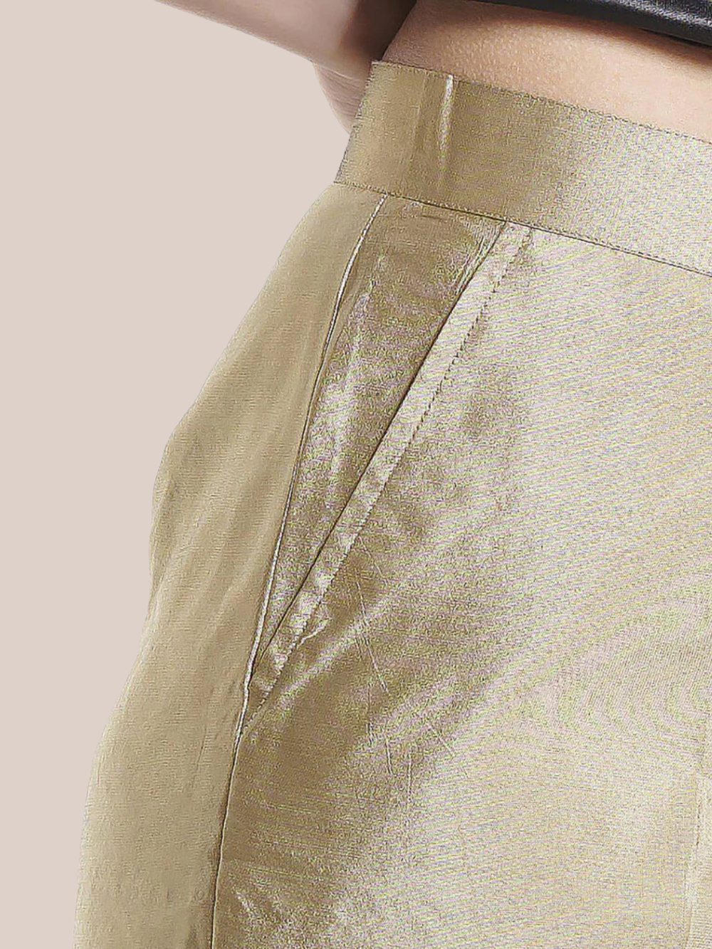 PowerSutra Silk Comfort fit Mid Waist Trouser - Golden Beige