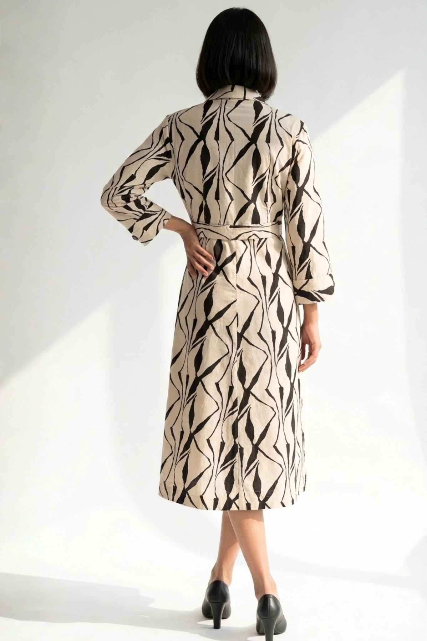 Luna Artisan'S Brush Cotton Long Trench Dress