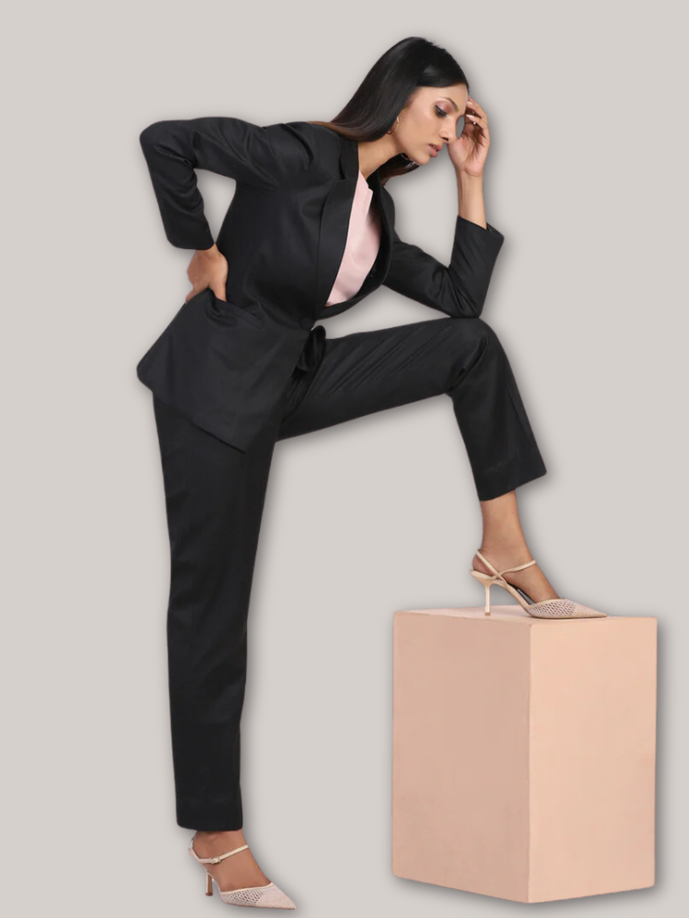 PowerSutra Poly Cotton Pant Suit - Black