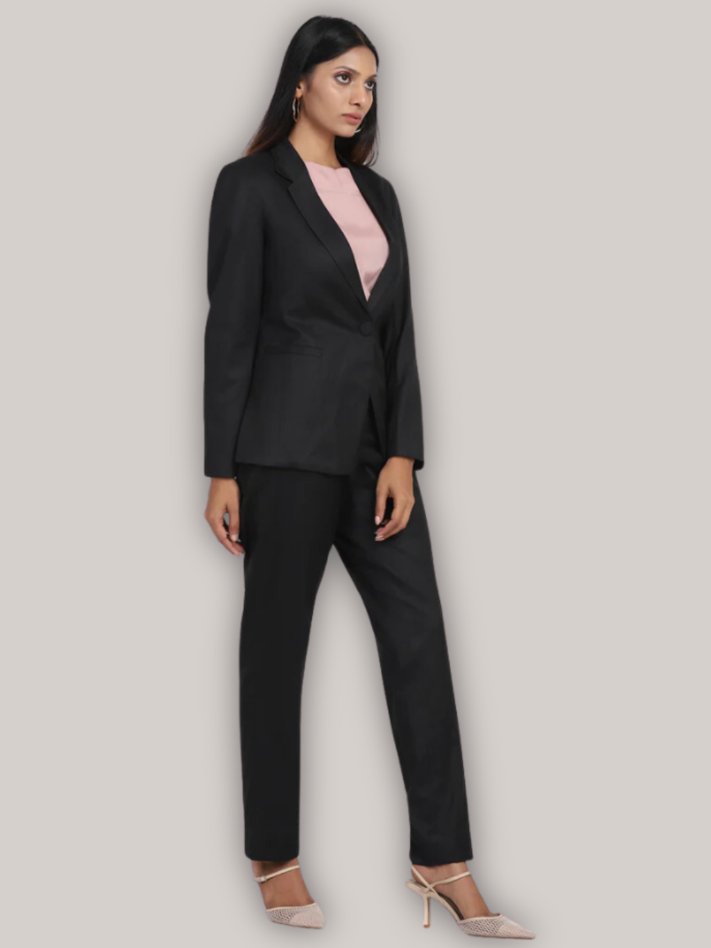 PowerSutra Poly Cotton Pant Suit - Black