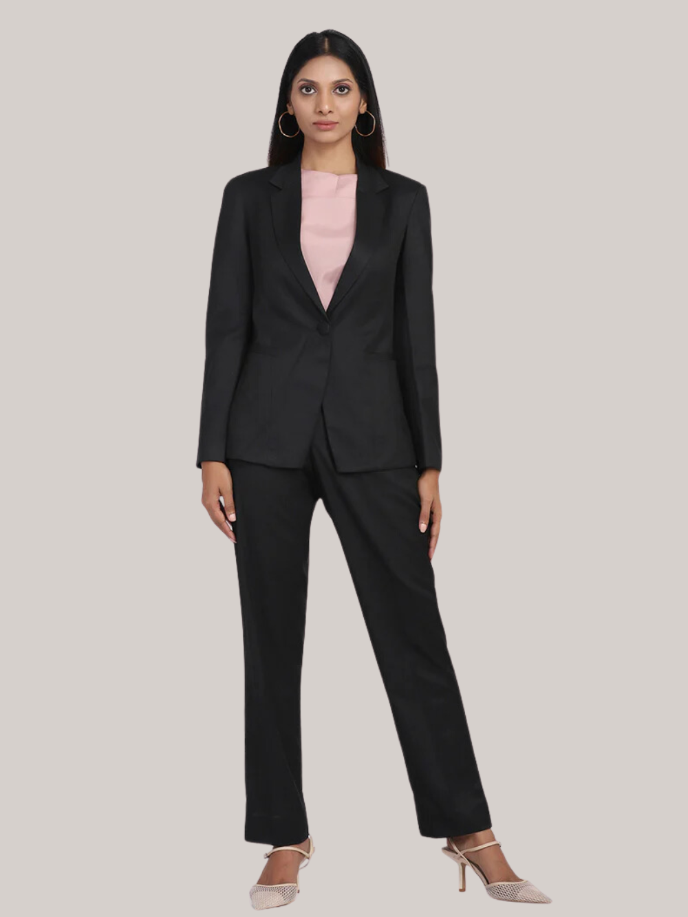 PowerSutra Poly Cotton Pant Suit - Black