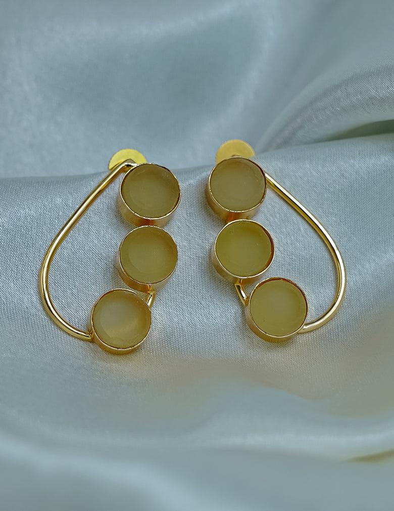 Natural Stone Golden Stud AntiTarnish Earrings