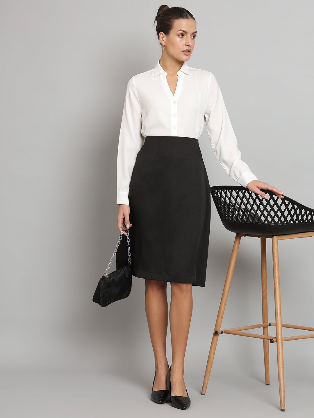 PowerSutra A-Line Moss Skirt- Black