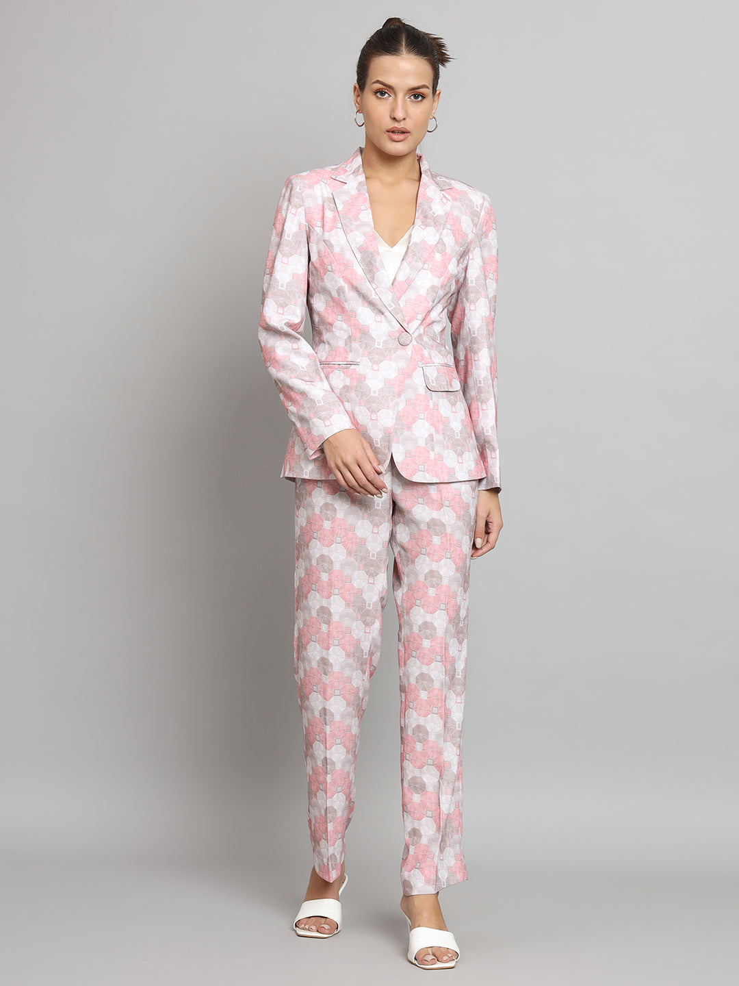 PowerSutra Printed Co-Ord Set- Pink