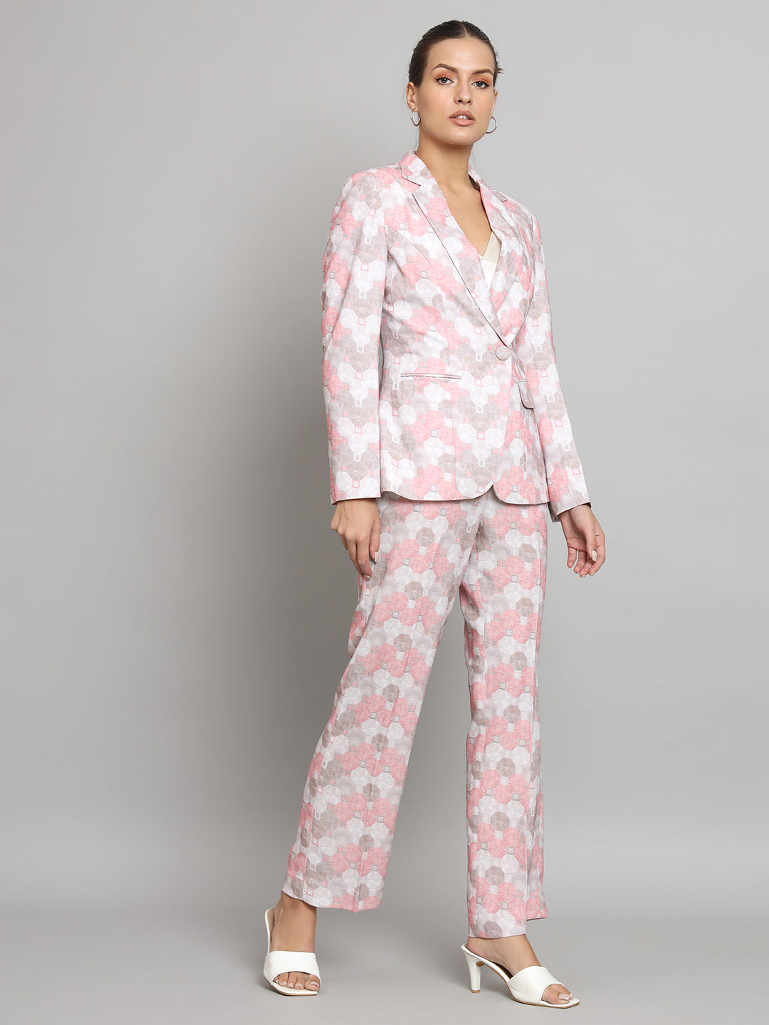 PowerSutra Printed Co-Ord Set- Pink
