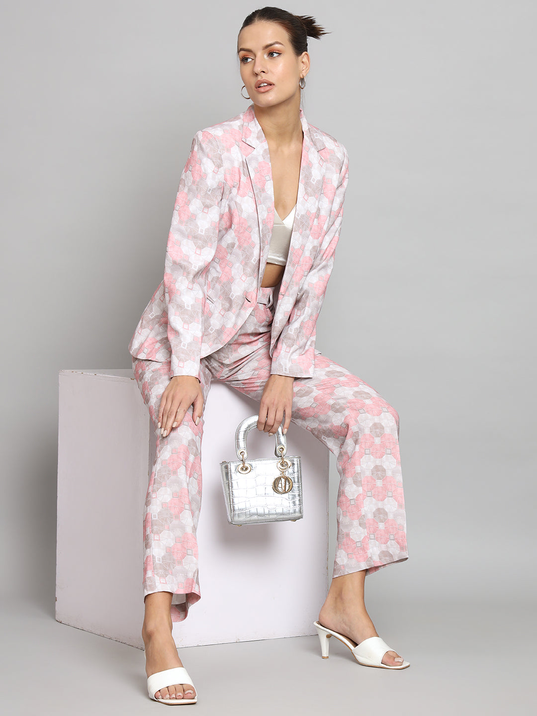 PowerSutra Printed Co-Ord Set- Pink