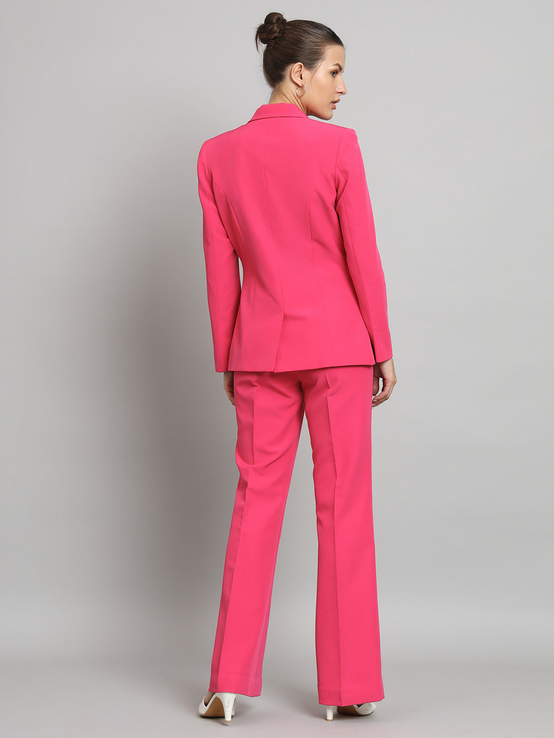 PowerSutra Notch Collar Stretch Pant Suit- Hot Pink