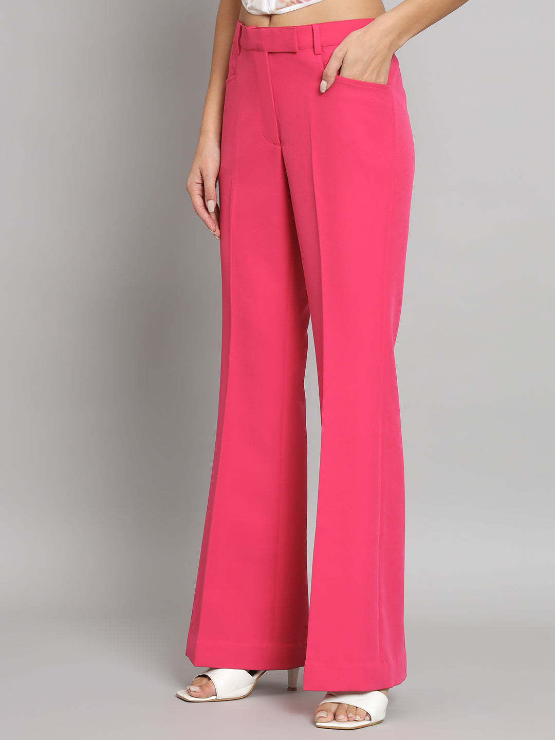 PowerSutra Mid Waist Bell Bottom Stretch Trouser - Hot Pink