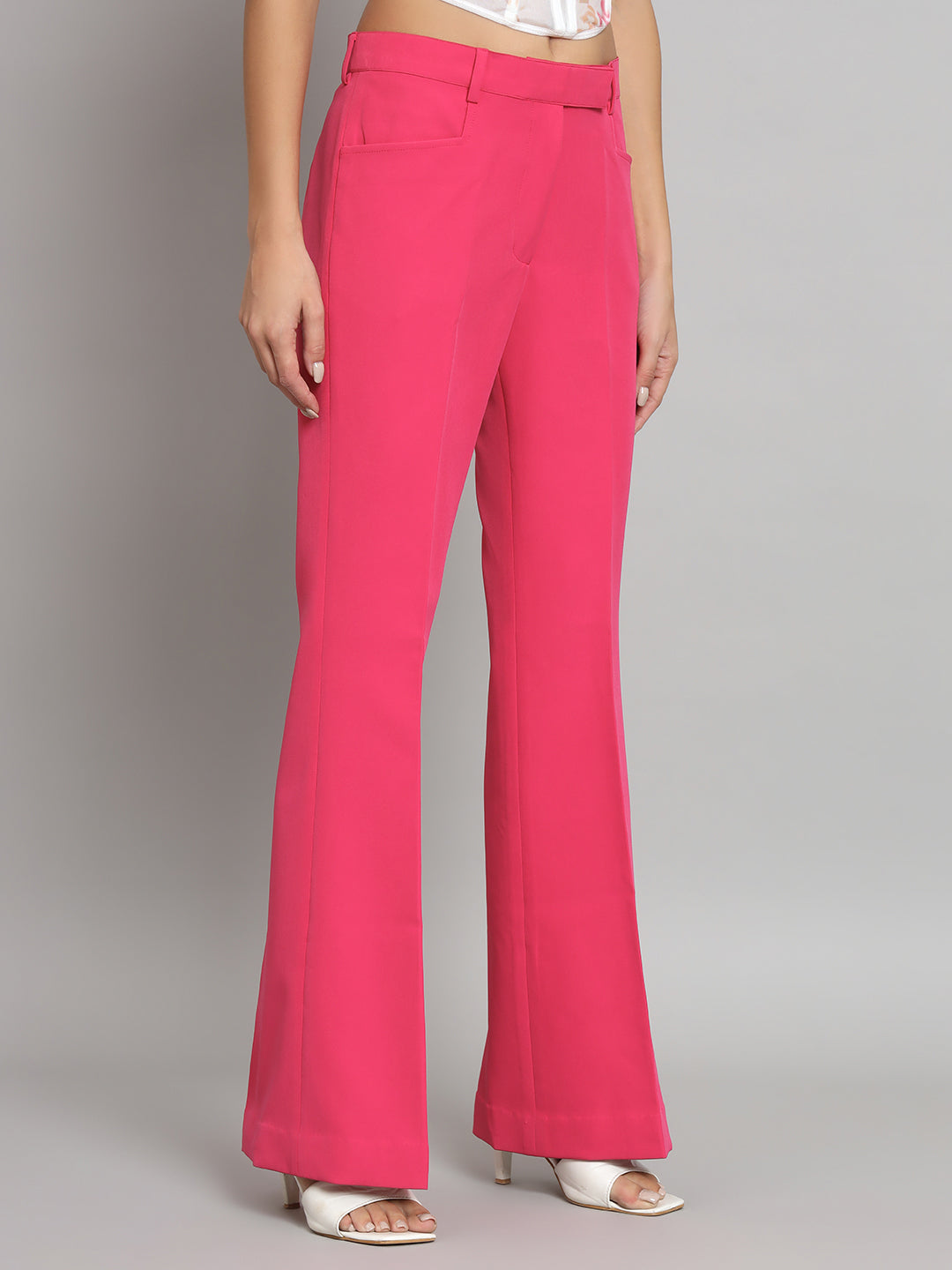 PowerSutra Mid Waist Bell Bottom Stretch Trouser - Hot Pink