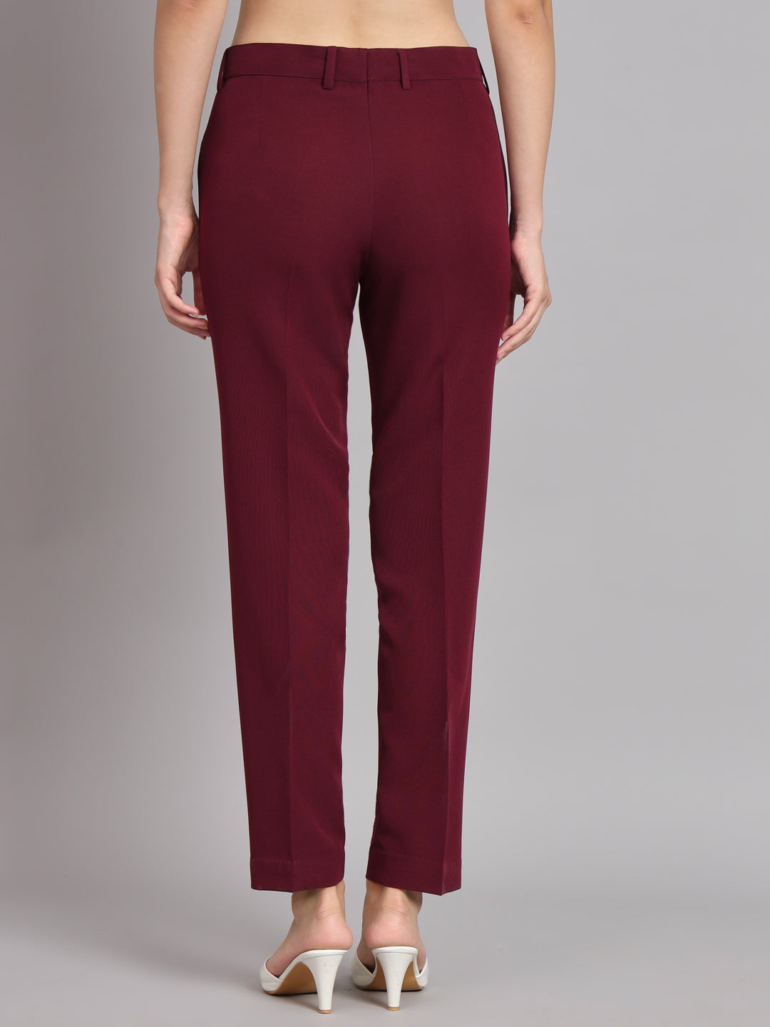 PowerSutra Regular Fit Mid Waist Trouser - Maroon