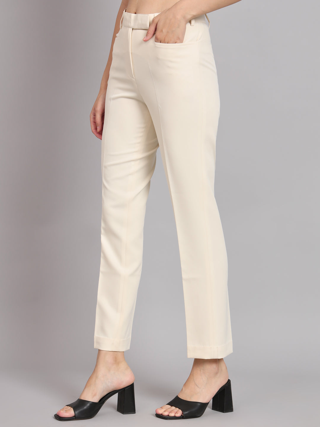 PowerSutra Regular Fit Mid Waist Trouser - Off White