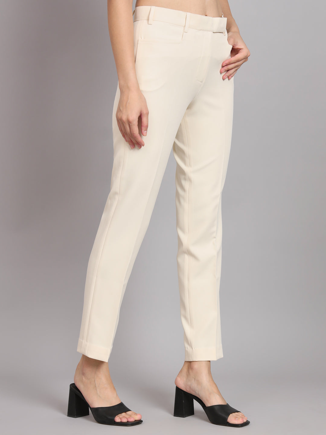 PowerSutra Regular Fit Mid Waist Trouser - Off White