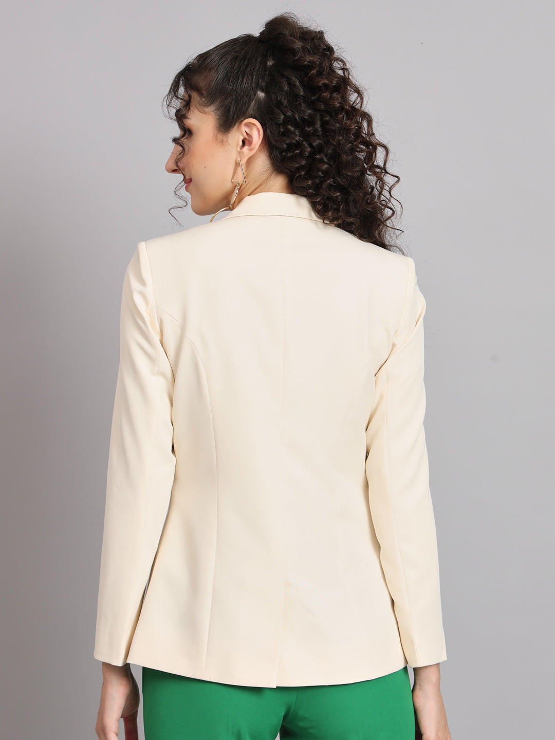 PowerSutra Notched Collar Polyester Blazer - Off White