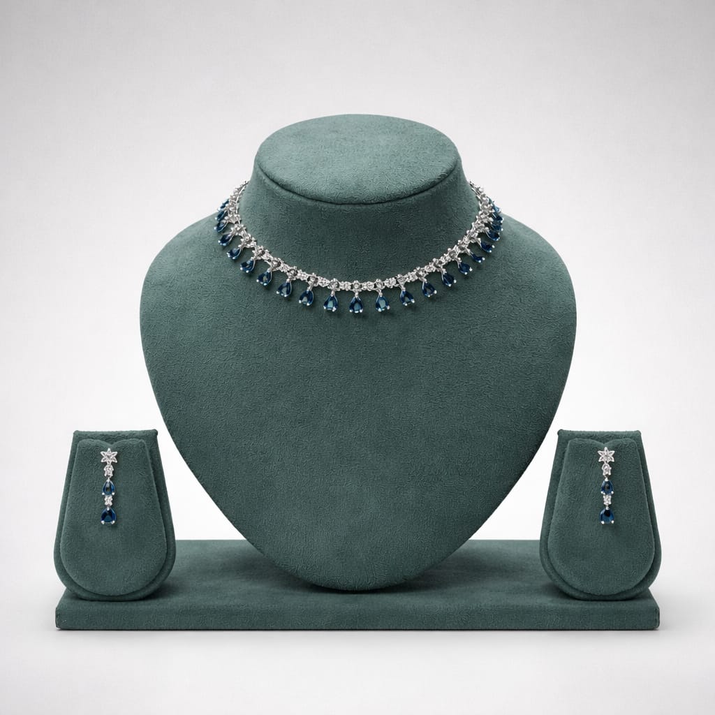 Midnight Blue Teardrop Choker & Earring Set LP- 48Hr Delivery