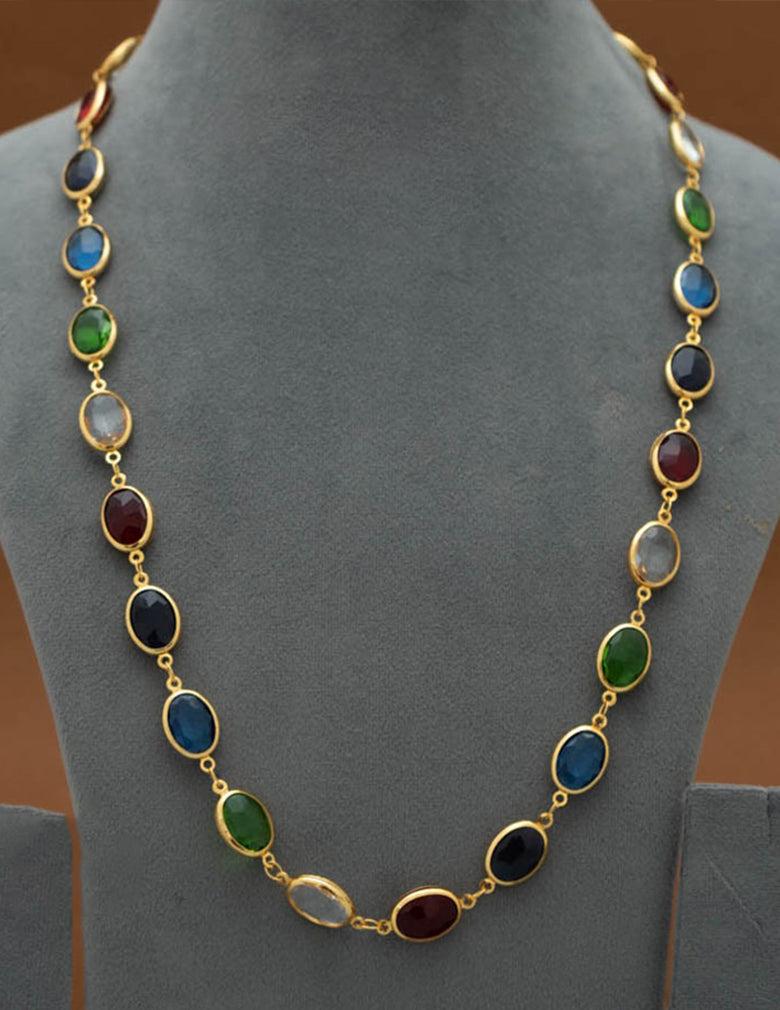 Multi Color Semi Precious Stone Long Necklace LP- 48Hr Delivery