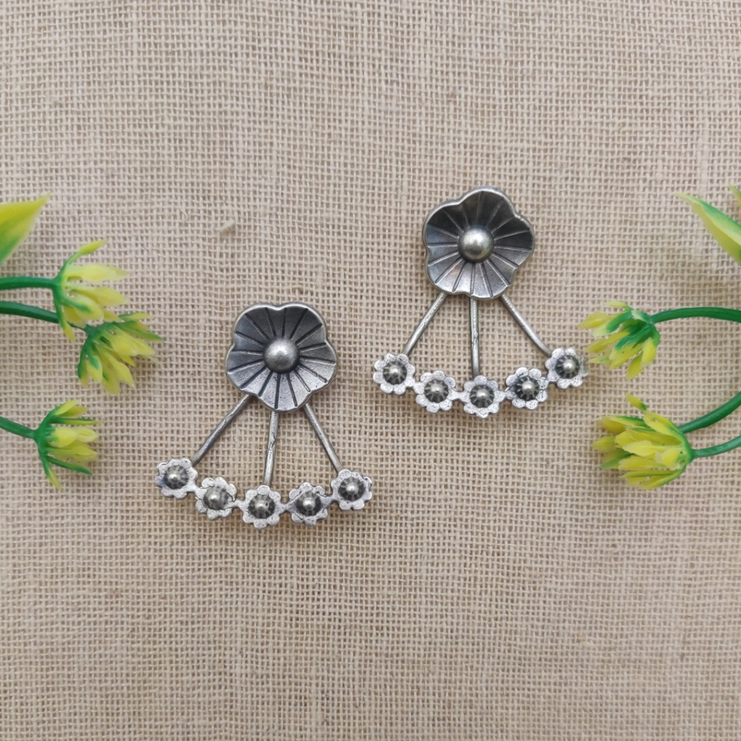 oxidized silver-look earrings