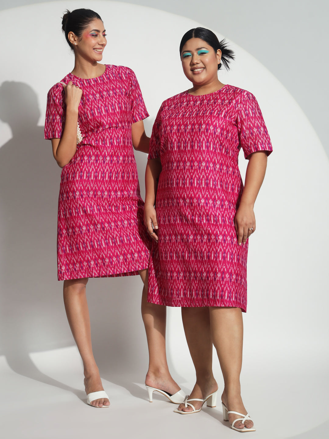PowerSutra A Line Cotton Printed Dress - Pink