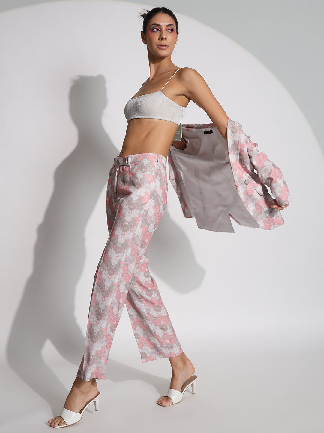 PowerSutra Printed Co-Ord Set- Pink