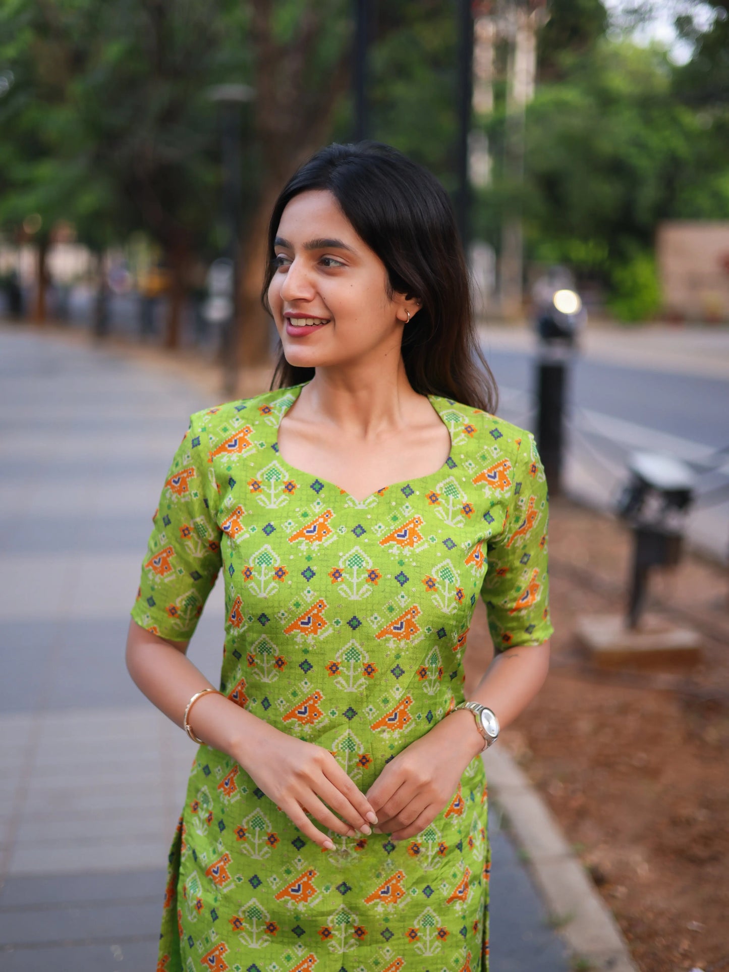 Studio Lime Tissue Floral Top