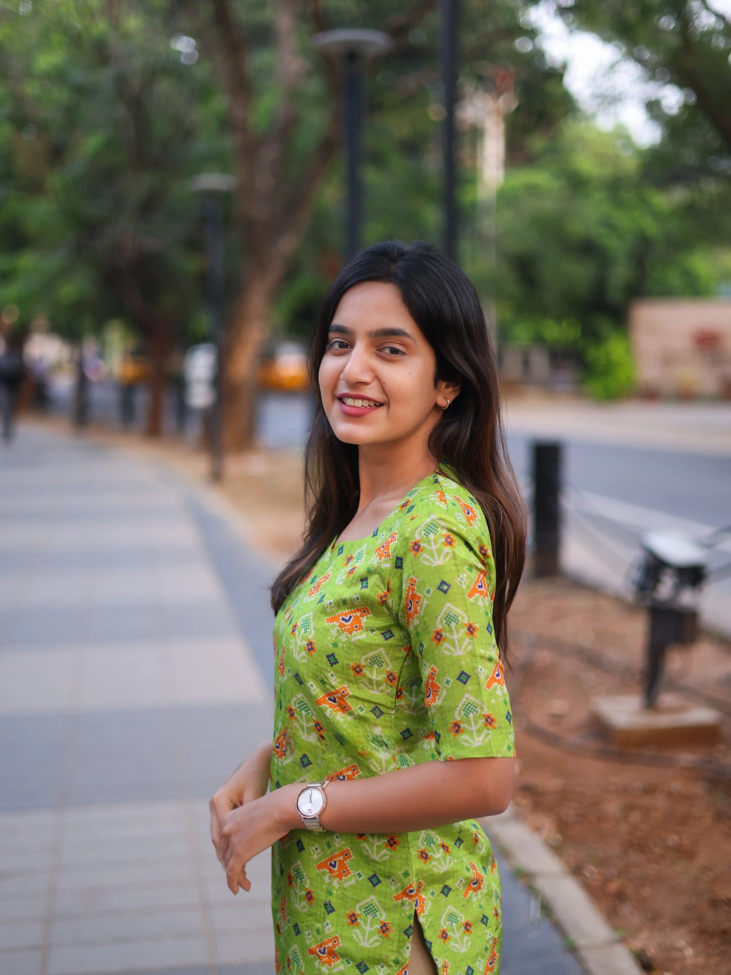 Studio Lime Tissue Floral Top