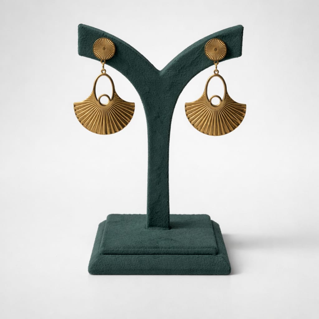 Golden Sunray Fan Statement Earrings LP- 48Hr Delivery