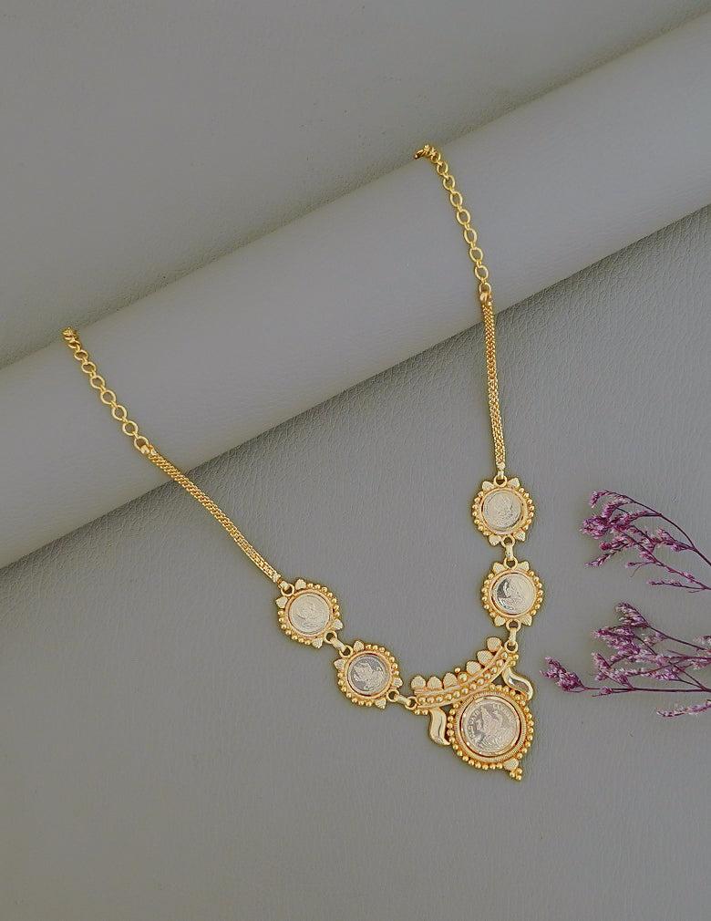 Gold Tone Kaashu Lakshmi Pendant Chain Necklace