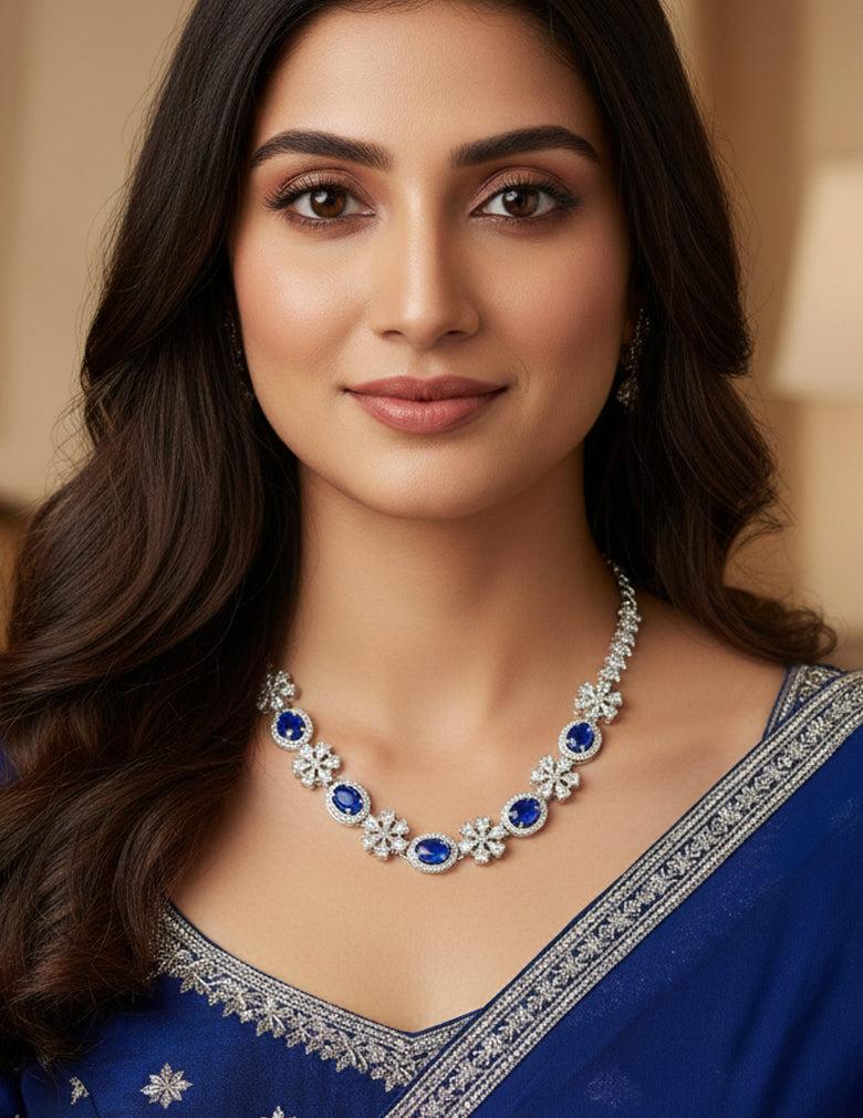 Silver Plated AD Stone Necklace LP- 48Hr Delivery